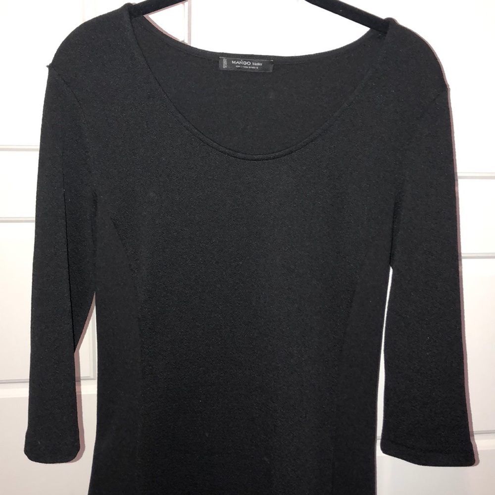 Black Quarter Sleeve Shift Dress